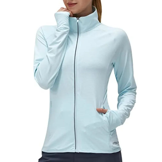 Women's UPF 50+ UV Sun Protection Clothing Long Sleeve Athletic Hiking Shirts Lightweight SPF Zip Up Outdoor Jacket