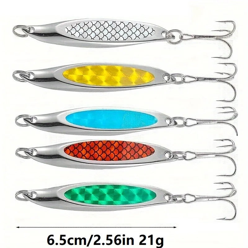 5-Pack 0.74 oz Spinnerbait Spoon Lures for Bass Fishing