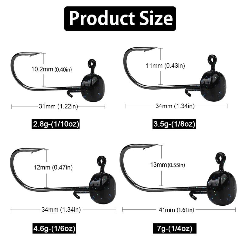 25Pcs Ned Rig Jig Heads Baits Hooks Finesse Mushroom Jig Hooks for Soft Plastic Fishing Lure
