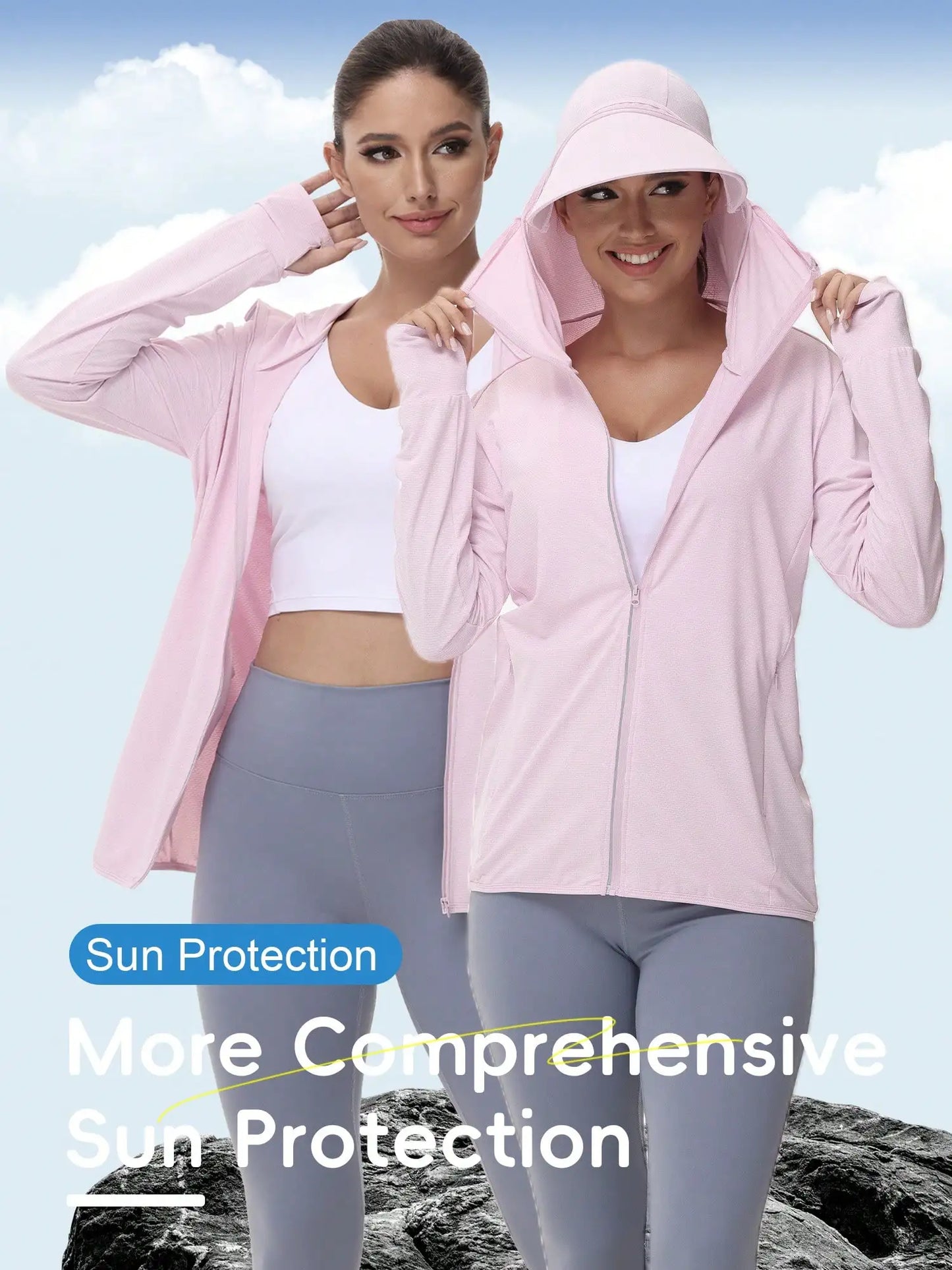 Women's UPF 50+ Lightweight Breathable Sun Protection Jacket, Outdoor Hooded Thin Fishing Shirt For Summer Sports