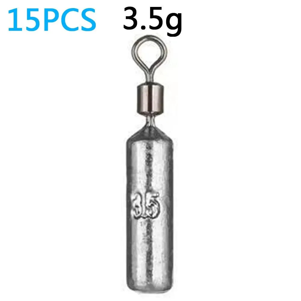 Fishing Weight 15PCS/Lot Sinker Mold 3.5g 5g 7g 10g 14g 20g Tube Bullet Plumb Pendant