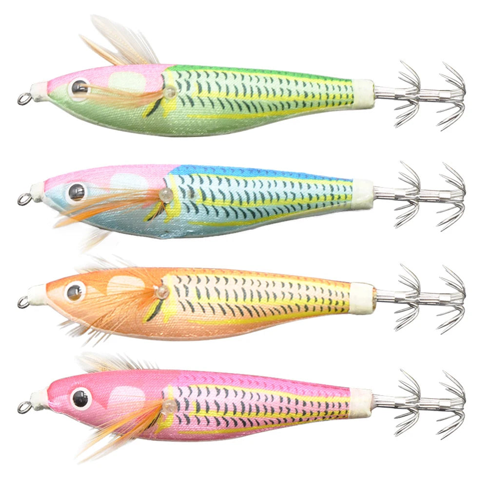 10cm/10g Wooden Shrimp Lures Luminous Artificial Baits Fishing Tackle Accessories