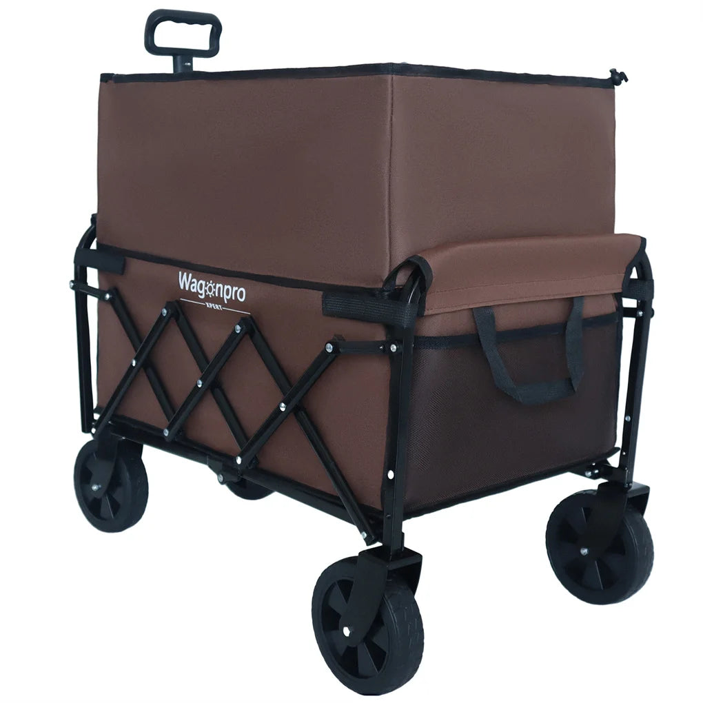 Expandable Dual-Layer Utility Wagon with 100% Extra Space - Grocery Cart for Camping, Shopping, Sports, Gardening, Fishing