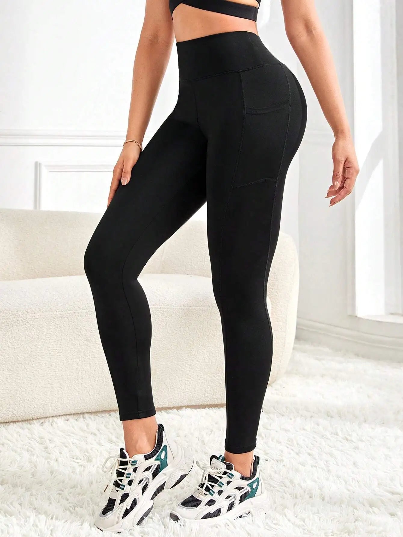 High Waist Yoga Legging With Pockets, Tummy Control Workout Running Yoga Leggings For Women