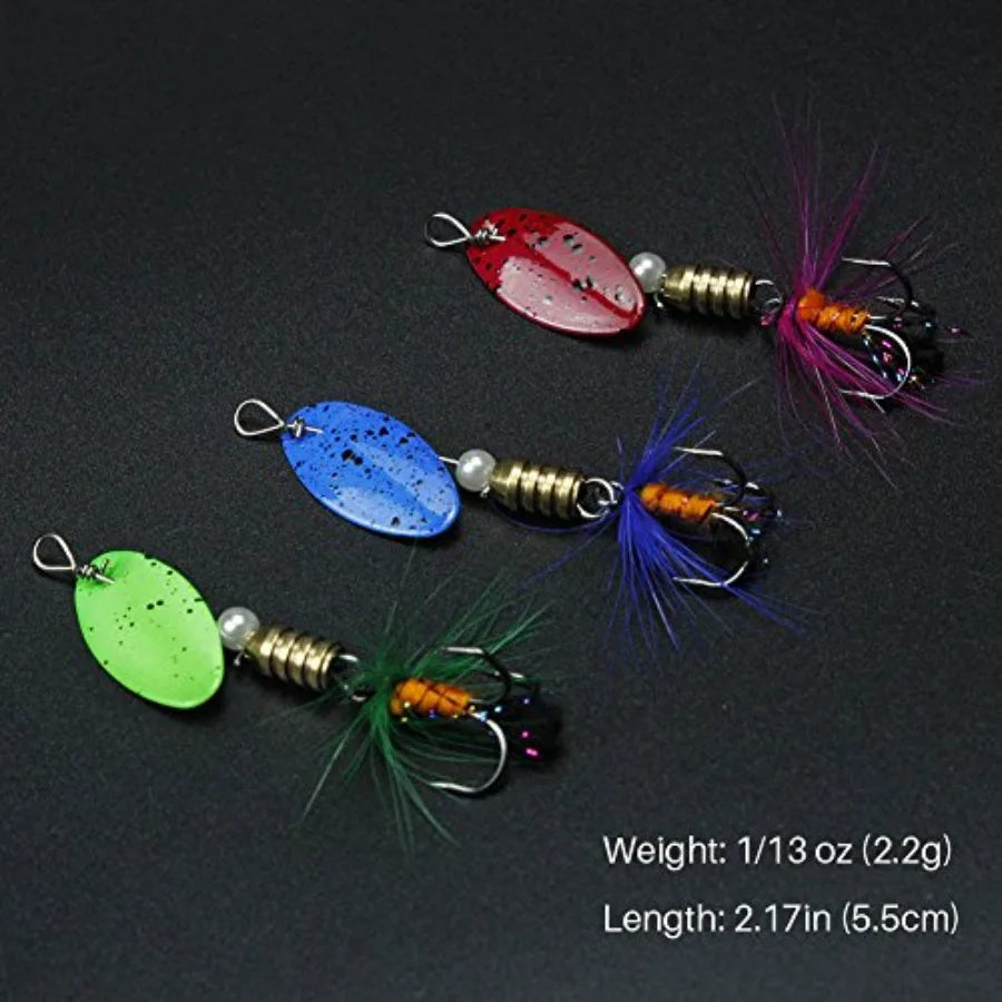 10-Pack Rooster Tail Spinner Lures with Tackle Box for Bass, Trout & Salmon