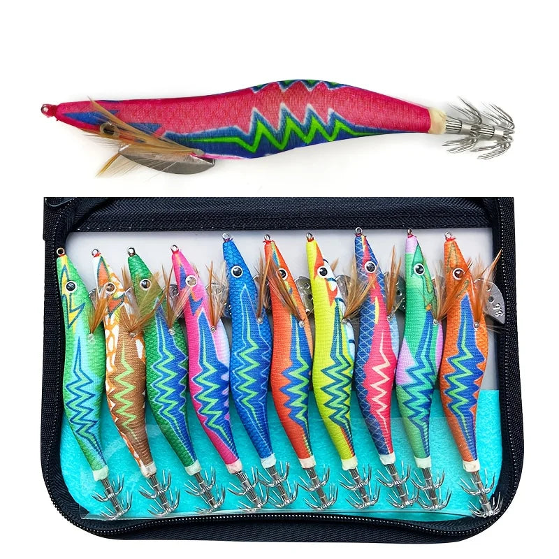 10 PCS Squid fishing bait squid hook sea fishing bait luminous