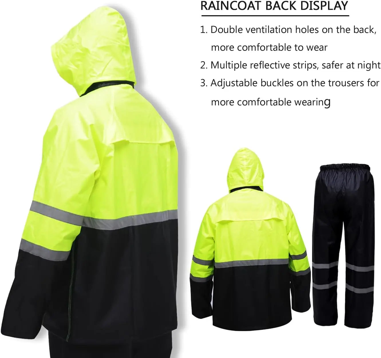 Waterproof Rain Suit for Men & Women, Lightweight Reflective Gear Jacket Pants Set Fishing Outdoor Hiking