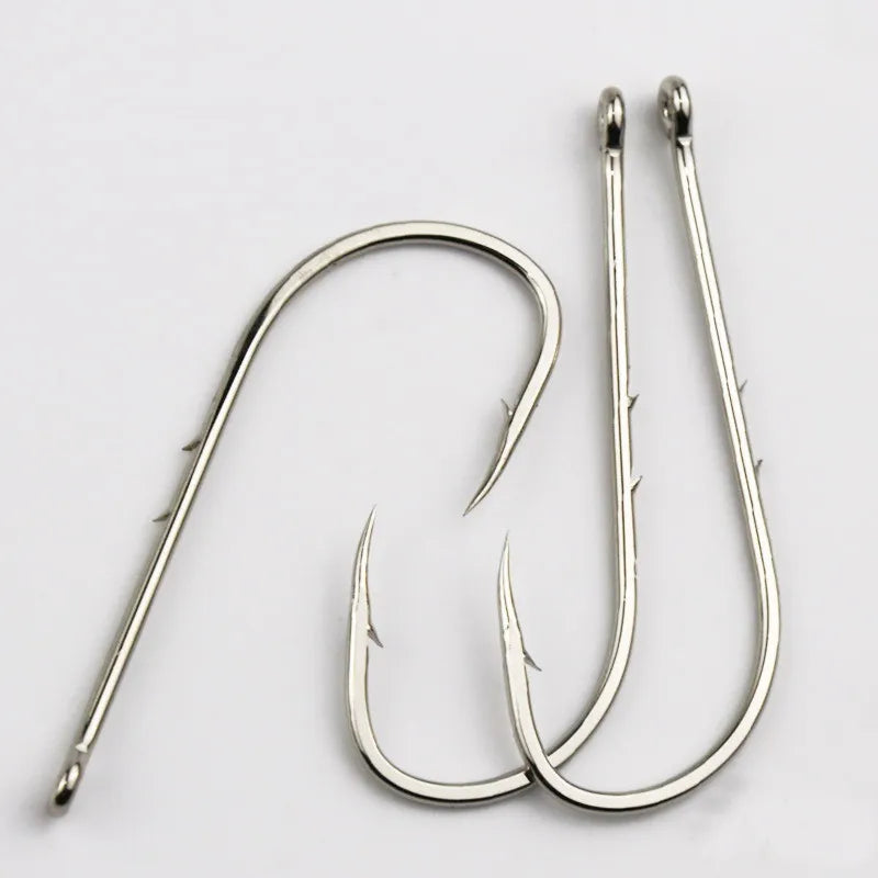 50pcs Fishhook Long Shank Fishing Hook 1#-12# High Carbon Steel Sharp Barbed Offset