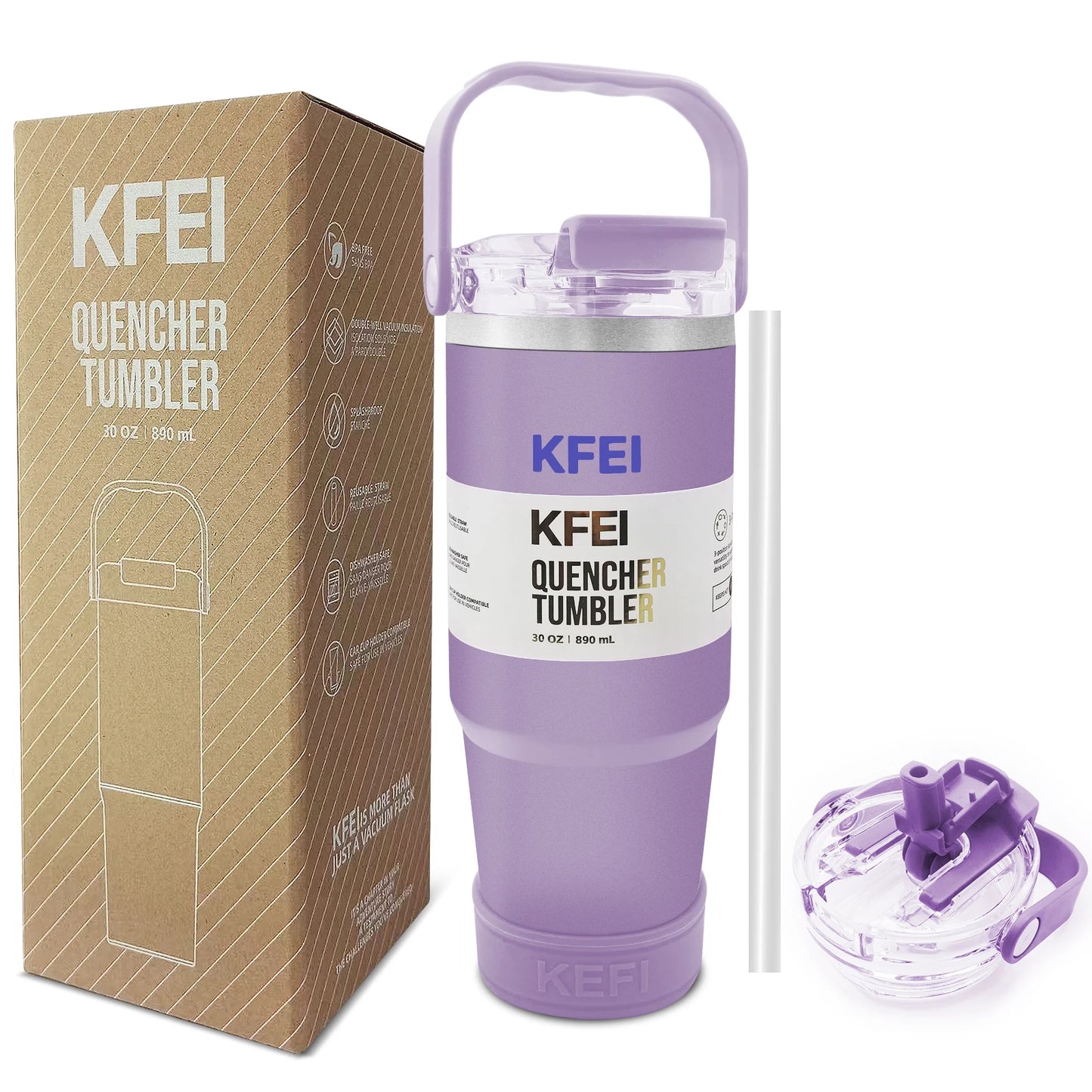 1PCS 30oz Solid Color Double Wall Stainless Tumbler, with Lid And Straw, Insulated