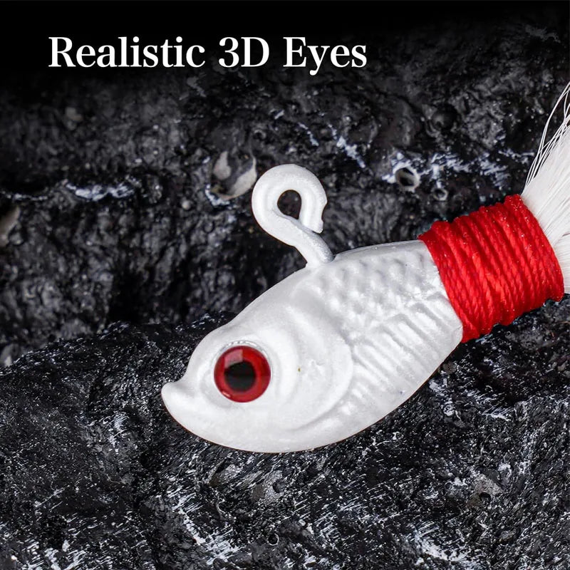 3pcs Bucktail Jig Heads Fishing Lures Saltwater Freshwater Fishing Jig