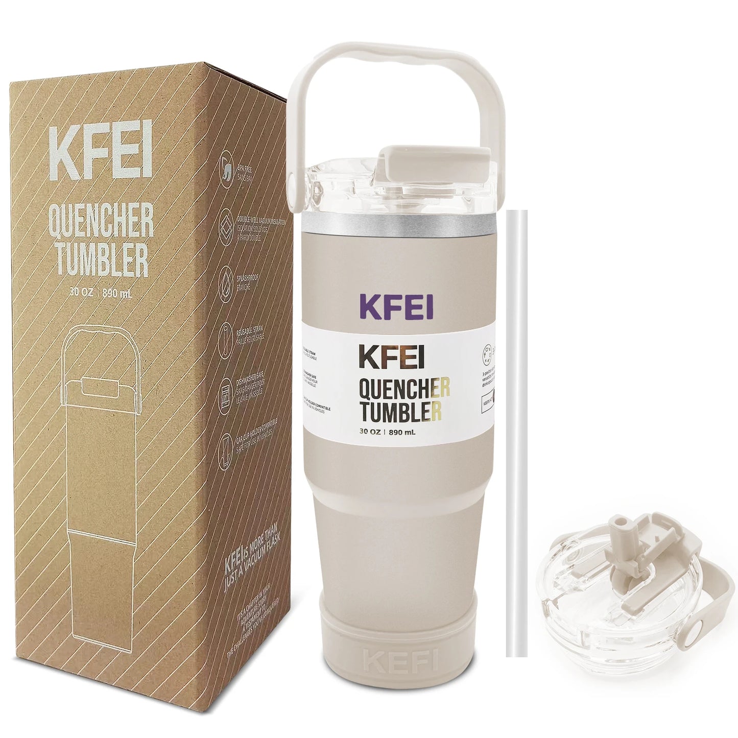 1PCS 30oz Solid Color Double Wall Stainless Tumbler, with Lid And Straw, Insulated