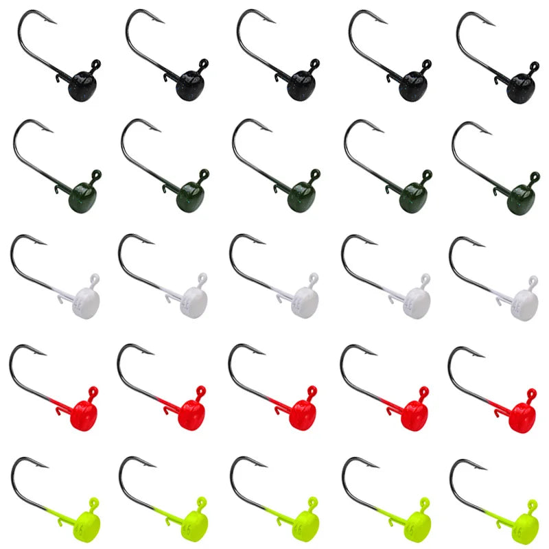 25Pcs Ned Rig Jig Heads Baits Hooks Finesse Mushroom Jig Hooks for Soft Plastic Fishing Lure