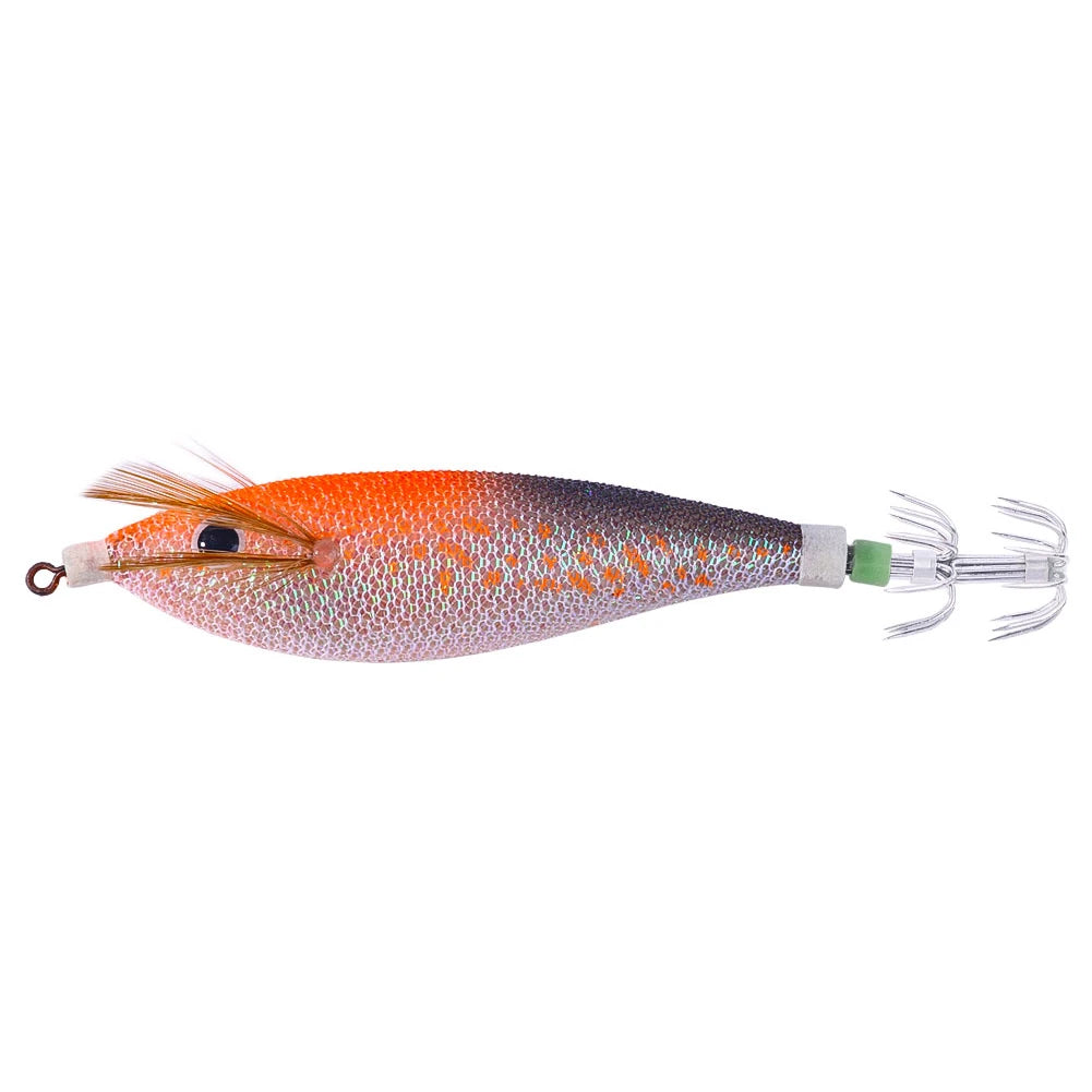 Glowing Horizontal Squid Trolling Lure Artificial Squid Jigging Eging Wood Shrimp Hooks Octopus Hook Cuttlefish Bait for Fishing