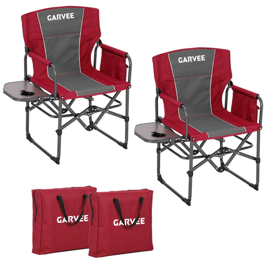 Heavy-Duty Folding Director's Camping Chair with Side Table & Storage