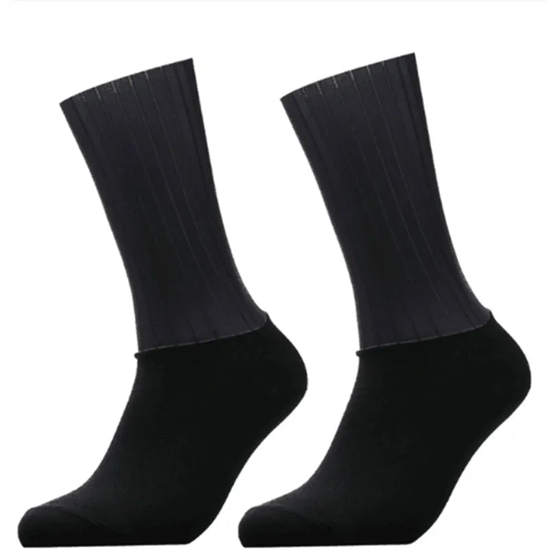 Anti Slip Silicone Summer Aero Socks Whiteline Cycling Socks Men Bicycle Sport Running Bike Socks Calcetines