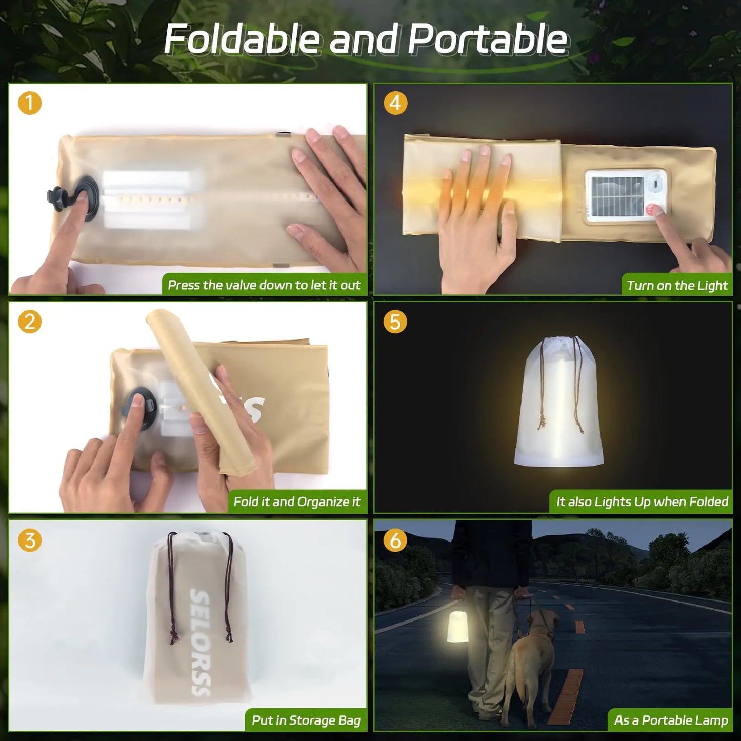 SELORSS Solar Camping Lantern 2000mAh