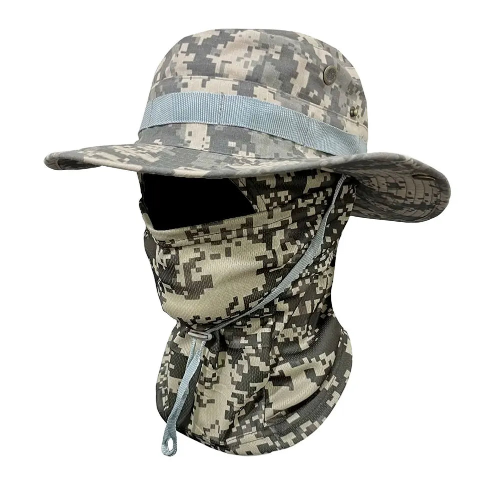 Sun Hat Balaclava Full Face Mask Set Wide Brim Bucket Hat Sun Protection Fishing Cap for Men Women Fishing Hiking Camping