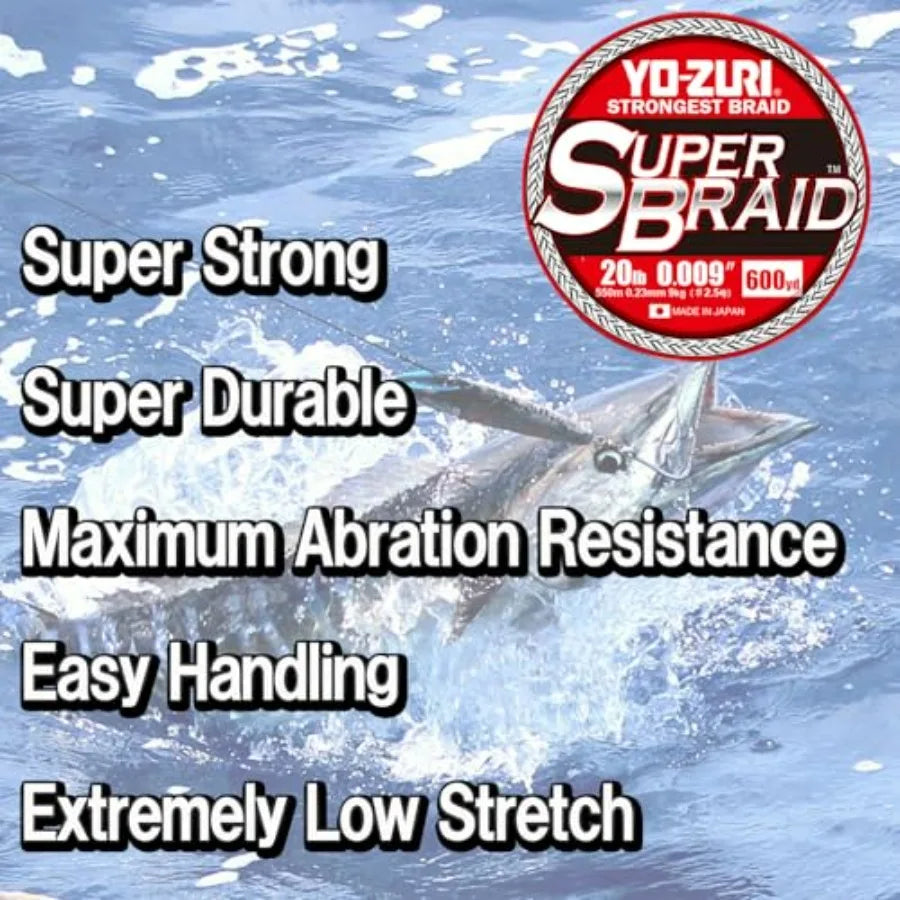 Yo-Zuri Superbraid 660 yd Floating Braid 5-Color 100 lb Fishing Line for Saltwater Angling Durable High-Visibility Braided Line