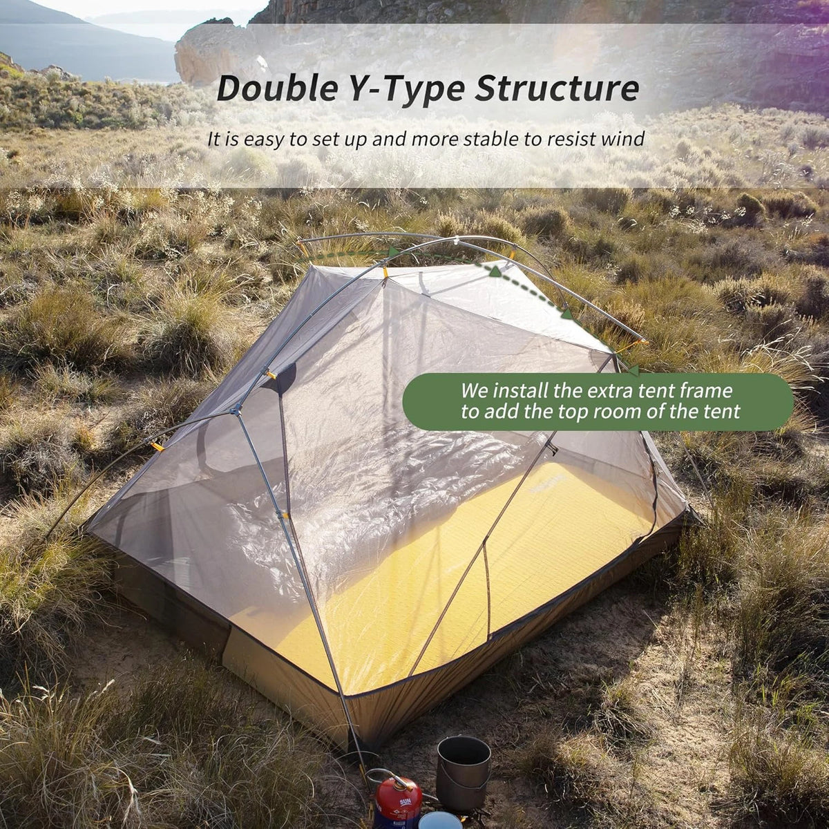 Naturehike Mongar 2-Person Ultralight Backpacking Tent with Footprint