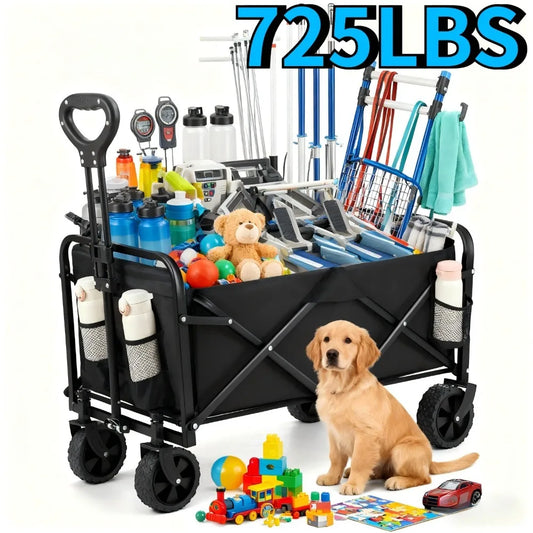 Collapsible Wagon Cart Foldable Beach Wagon with All-Terrain Wheels  Heavy Duty Grocery Cart for Shopping, Beach, Camping