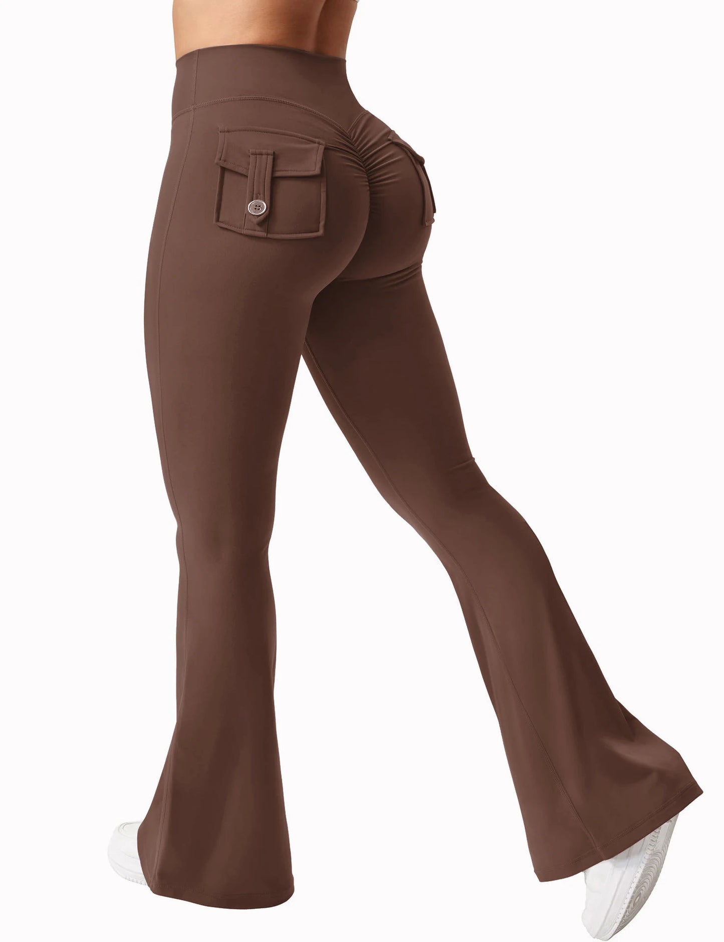 Summer Women's Cargo Pocket Fitness Tights | High-Waisted Flare Yoga Pants