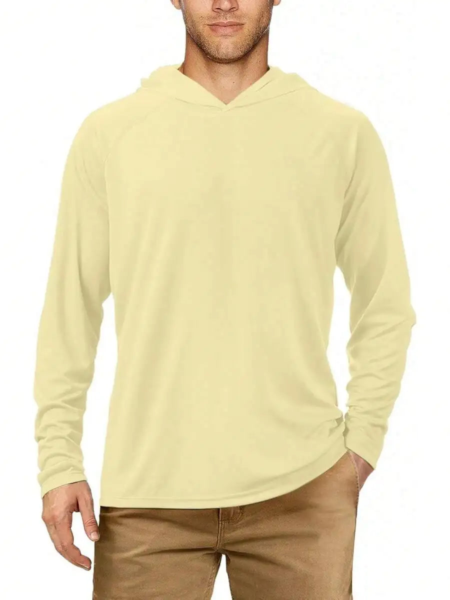Mens Long Sleeve UV Protection Hooded Shirt UPF 50+ Outdoor Hiking Fishing Rash Guard