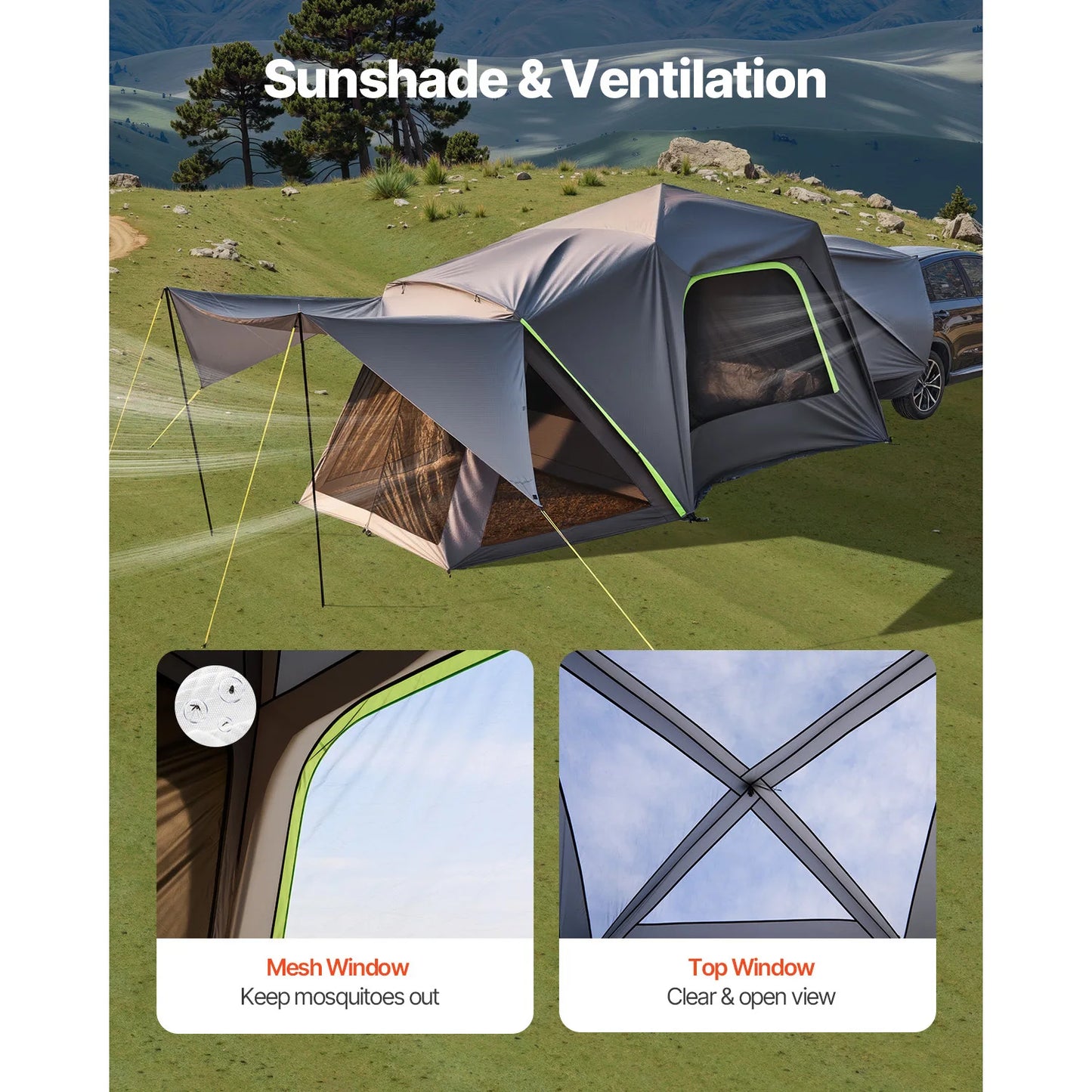 SucceBuy SUV Tent for Camping Waterproof Spacious Double Layer Design Shade Awning