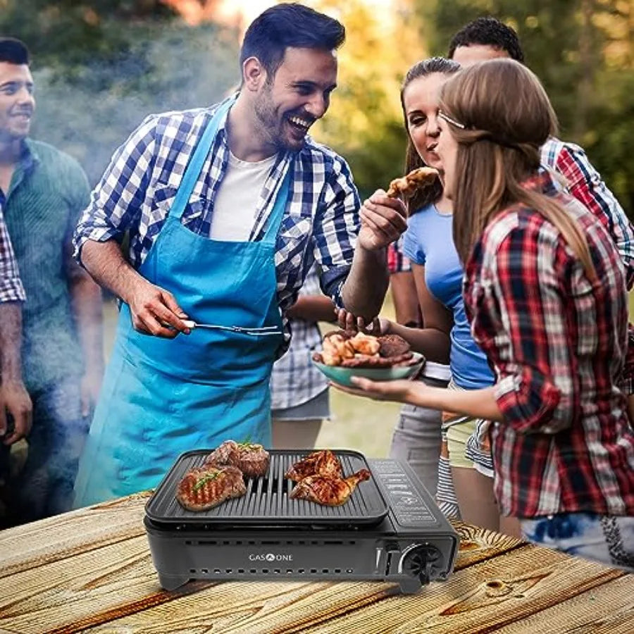 Dual Fuel Portable Camping Grill Stove Propane Butane with Carrying Case Stainless Steel