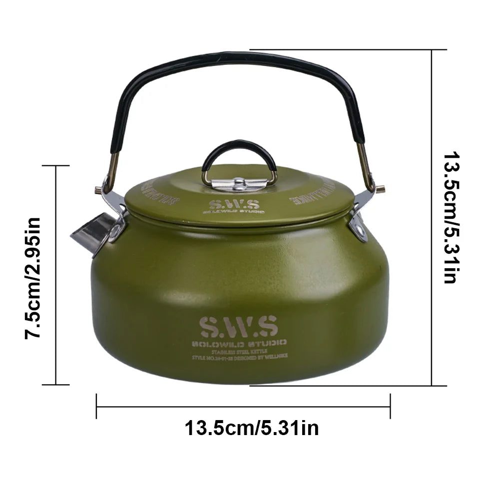 0.8L Portable Hiking Kettle 304 Stainless Steel Ultralight Coffee Kettle