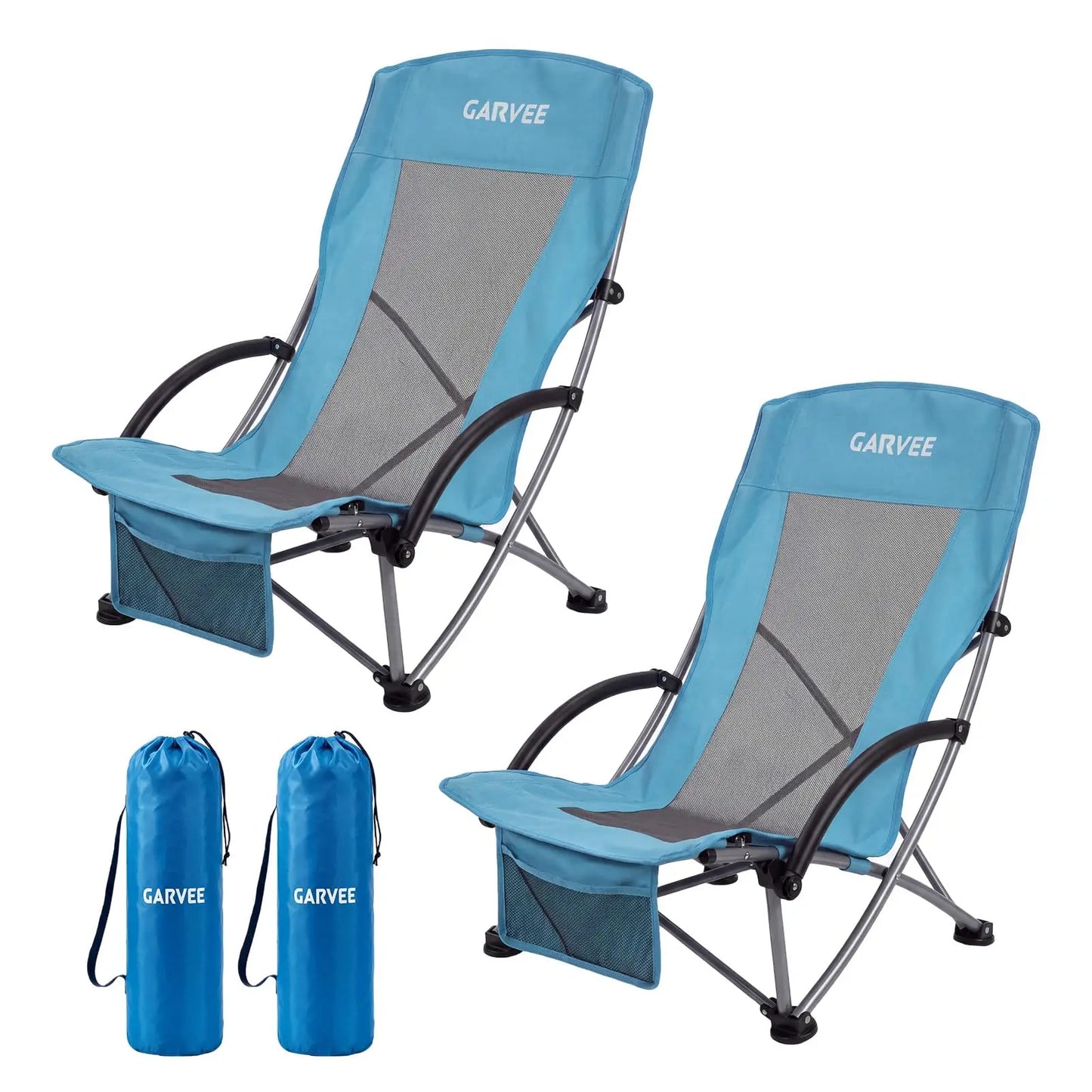 High Back Beach Chair, Folding Beach Chairs, Extra Wide Seat Chair with Cup Holder