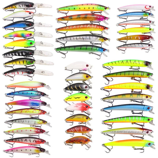 43-Pack Minnow Crankbaits Hard Plastic Fishing Lures Set