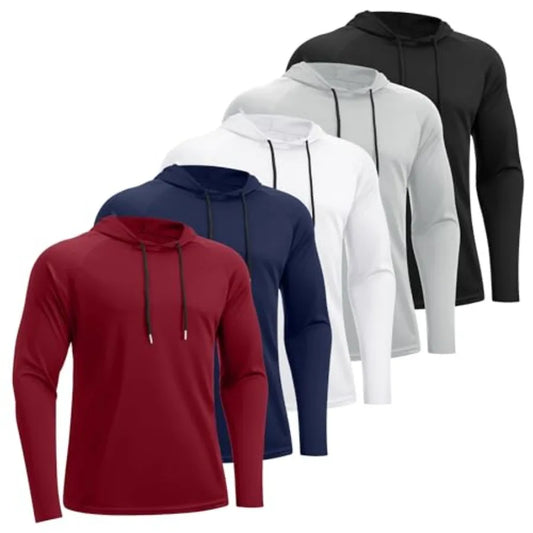 HovSiyla 5 Pack Men's Fishing Shirts Long Sleeve UPF Sun Protection Hoodie Lightweight