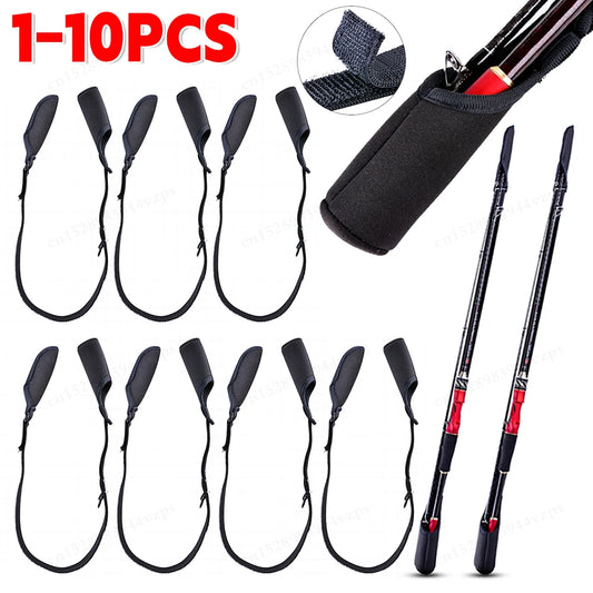 1-10PCS Fishing Rod Protection Sleeves Luya Bundle Rod Belt Adjustable Cover Strap Rod Organizer Fish Tool