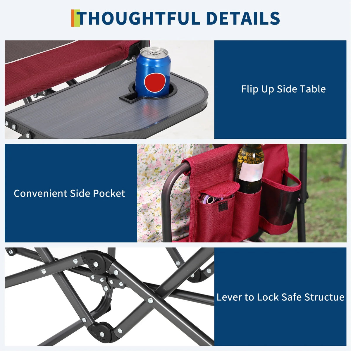 Heavy-Duty Folding Director's Camping Chair with Side Table & Storage