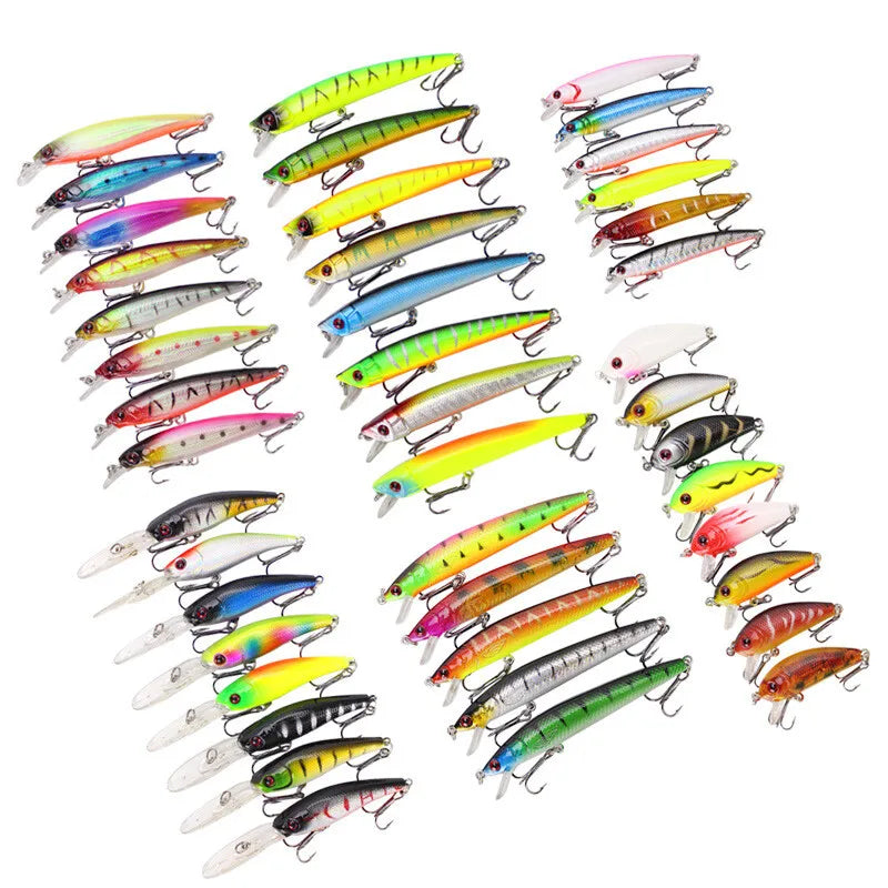 43-Pack Minnow Crankbaits Hard Plastic Fishing Lures Set