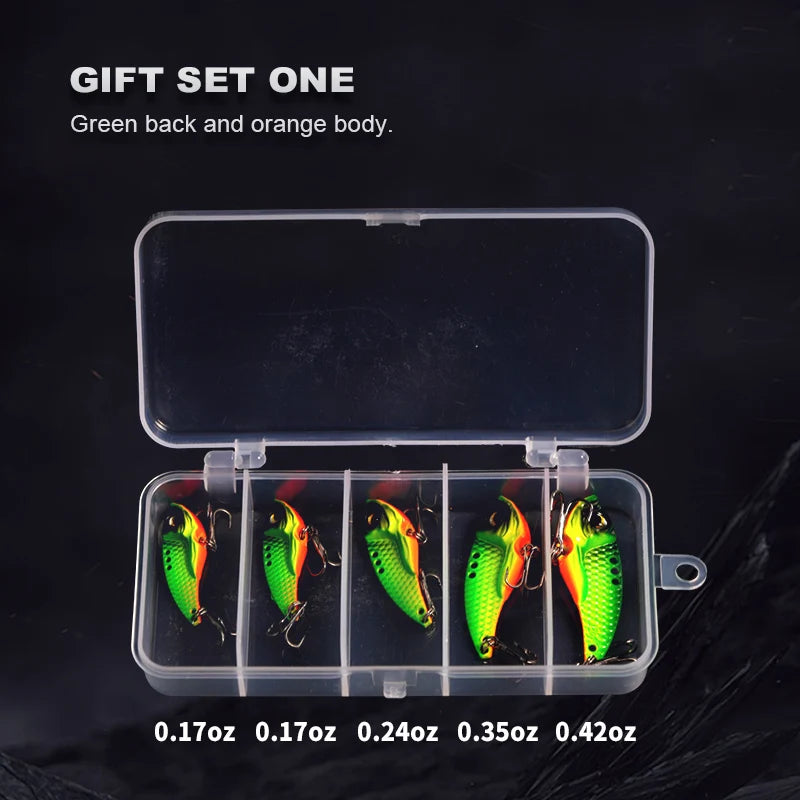 Wondersee 5PCS with Box Switchable Vibration VIB Spinner Spoon Jerkbait