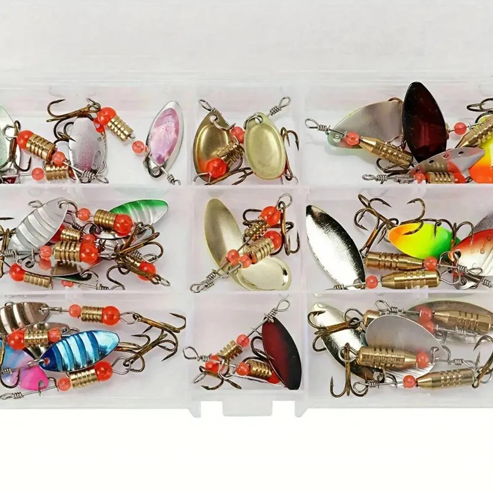 30pcs Metal Spoon Spinner Fishing Lure with Treble Hook