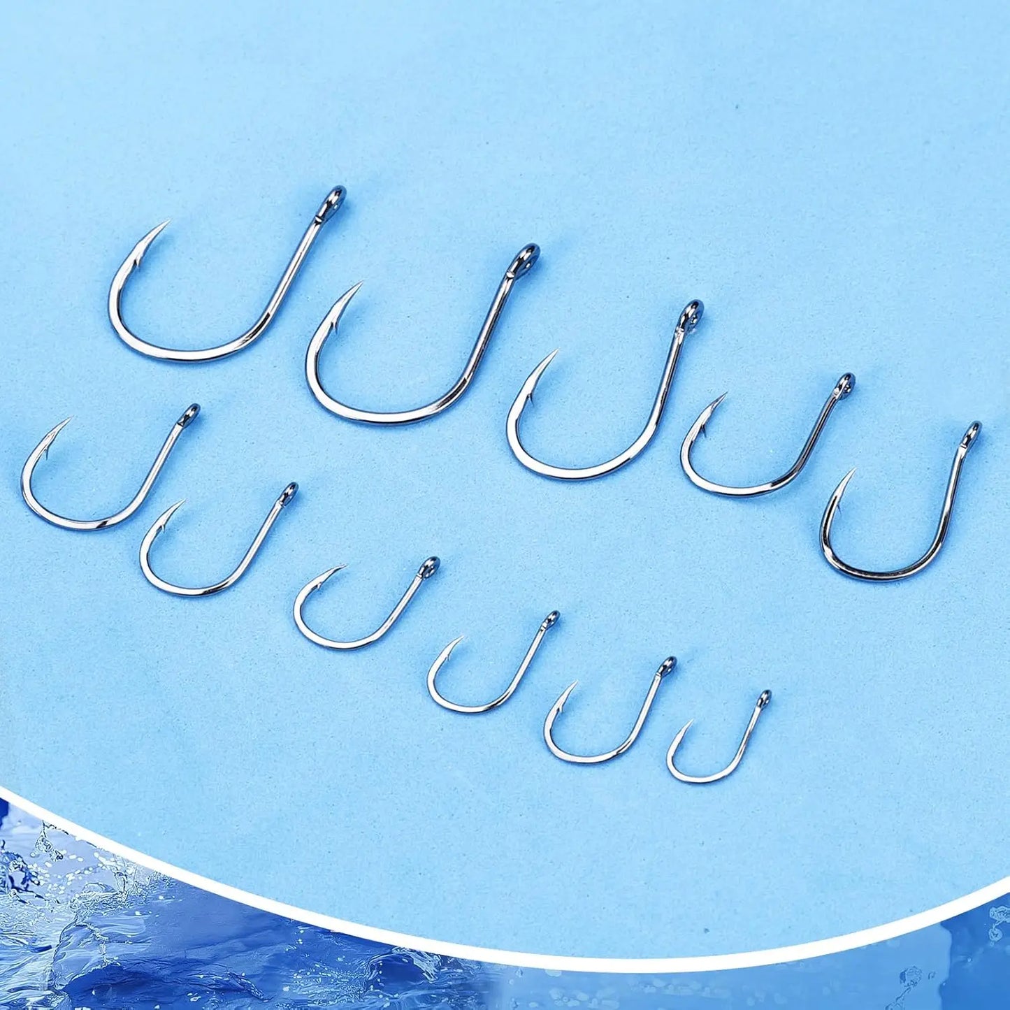 Small Fishing Hooks 1000/400/150PCS Barbed Catfish Bend Eye Circle Hook for Dad Fish Kit Size1-12