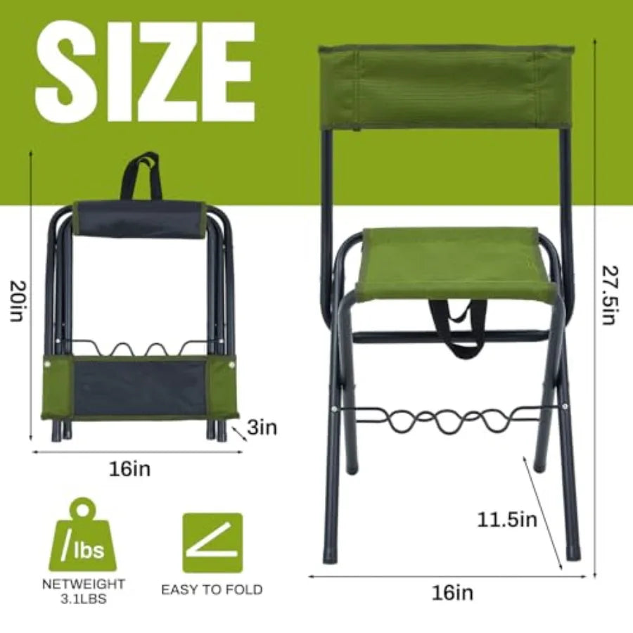 2 Pcs Summer Folding Fishing Chair with Rod Holder Camping Chairs for Adults