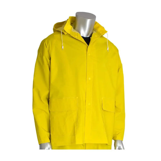 Yellow Rain Suit 48 .35mm PVC Waterproof Raincoat Jacket, Detachable Hood amp Pants for Storms,Fishing,Work
