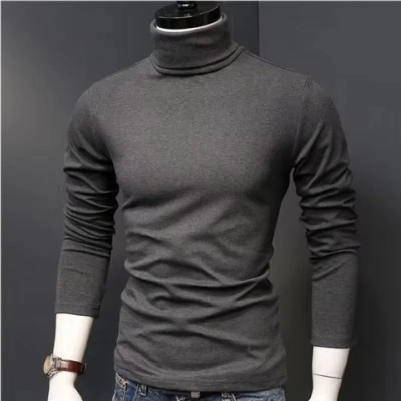 Thermal Underwear Tops Men High Neck Thin Slim Fit Long Sleeve T-shirt
