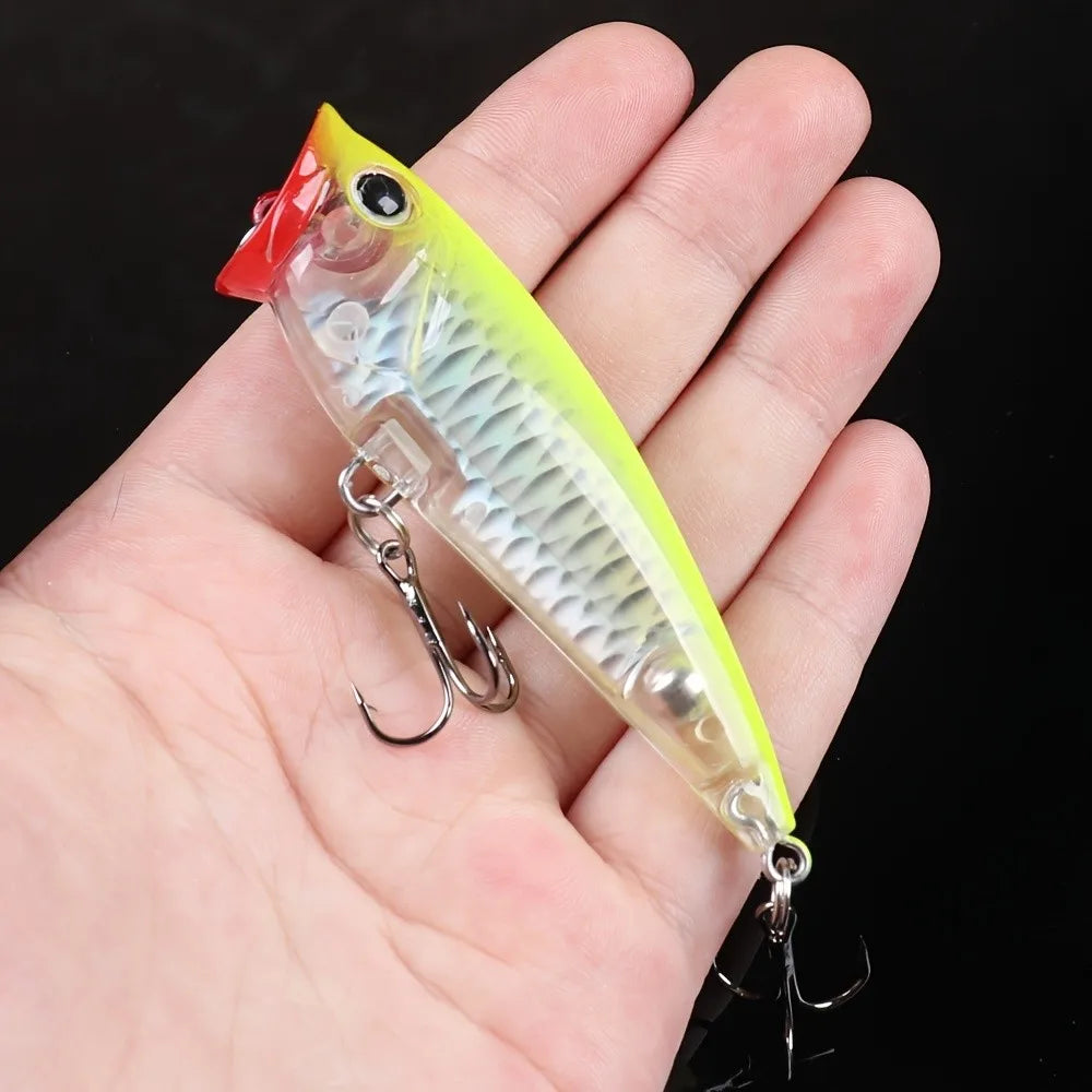 10-Pack 3-Inch Topwater Popper Lures (0.28 oz) for Bass Fishing