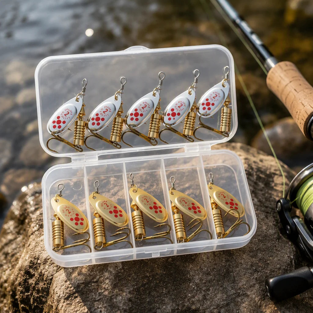 10-Pack Gold & Silver Metal Spoon Lures for Bass & Trout