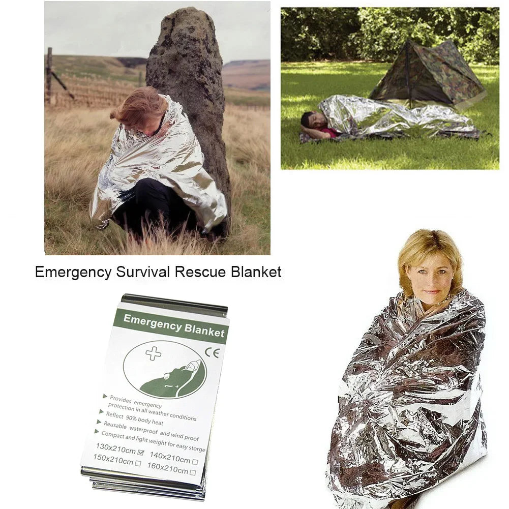 1-20PCS Emergency Blanket Outdoor Survival Windproof Insulation Foil Thermal Rescue Blanket