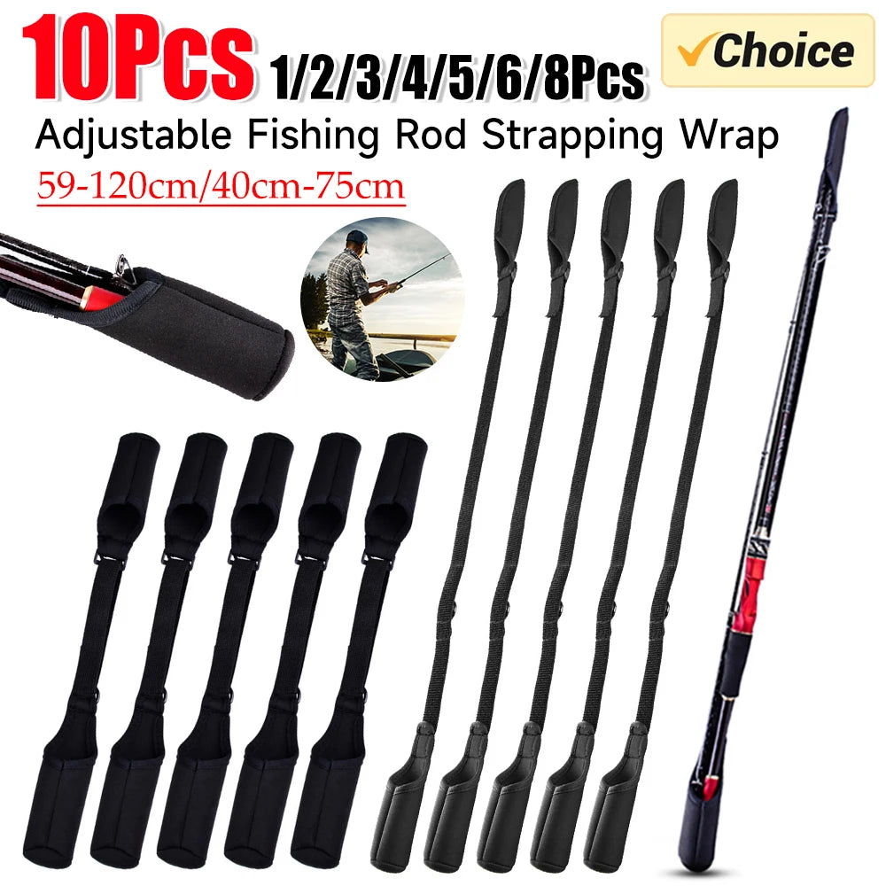 1-10PCS Fishing Rod Socks Strap Fishing Pole Sleeves Belt Rod Protector Adjustable Rod Cover Protector for Fishing Rod Tube Case