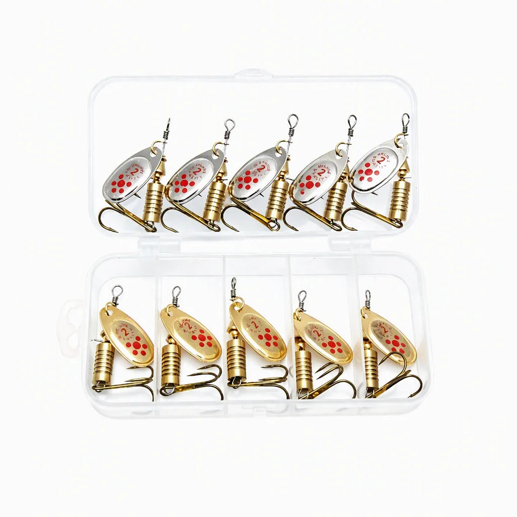 10-Pack Gold & Silver Metal Spoon Lures for Bass & Trout