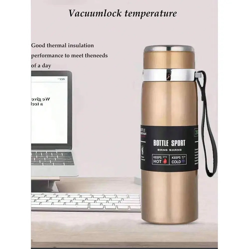 Stainless Steel Insulated Outdoor Water Bottle with Travel Strap