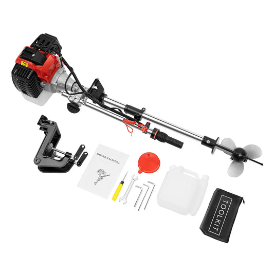 2 Stroke 2.3 HP Outboard Motor Kayak Boat Engine Heavy Duty Air Cooling System For Freshwater And Saltwater Use