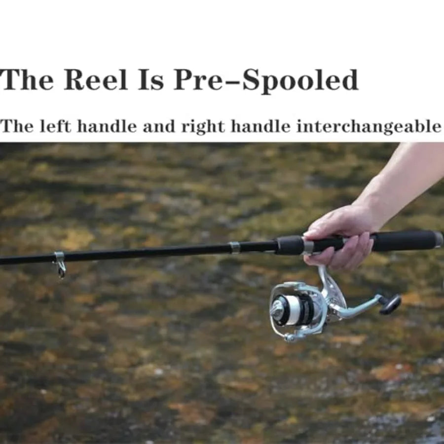 Fishing Pole Combo, 6.9ft 2Pcs Telescopic Rods Set, Collapsible Carbon Fiber Fishing Rods, 2PCS Spinning Reel Set with Carrier