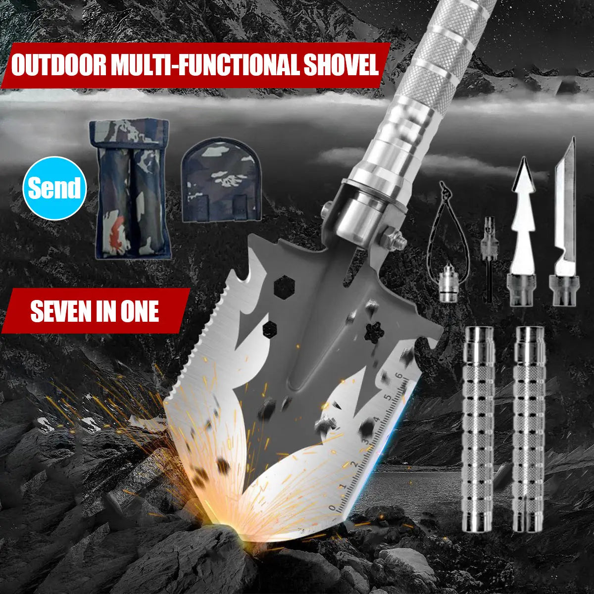 Multi Functional Detachable Foldable Military Electric Shovel Outdoor Survival Equipment